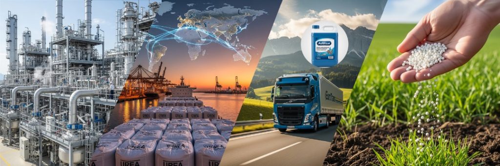 A panoram of Urea production and consumption. 
Urea 46%, Fertilizer, Adblue, Refinery, Urea Export.